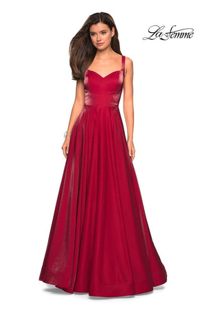 La Femme 27227 prom dress images.  La Femme 27227 is available in these colors: Navy, Purple, Red.