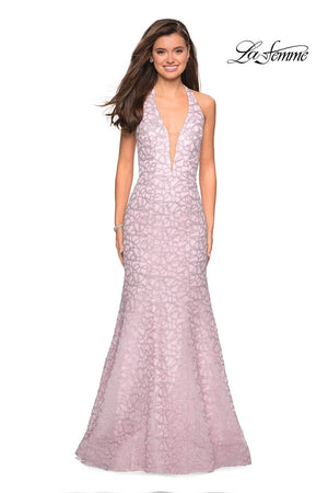 La Femme 27228 prom dress images.  La Femme 27228 is available in these colors: Black, Burgundy, Light Gold, Light Pink.