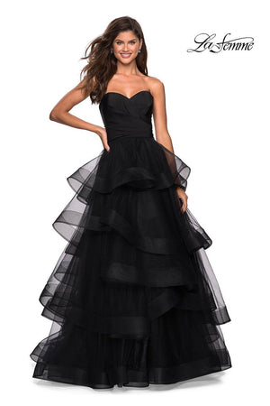 La Femme 27249 prom dress images.  La Femme 27249 is available in these colors: Black, Blush, Pale Yellow.