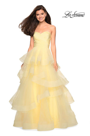 La Femme 27249 prom dress images.  La Femme 27249 is available in these colors: Black, Blush, Pale Yellow.