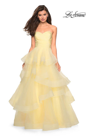 La Femme 27249 prom dress images.  La Femme 27249 is available in these colors: Black, Blush, Pale Yellow.