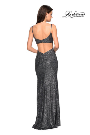 La Femme 27272 prom dress images.  La Femme 27272 is available in these colors: Charcoal, Garnet, Rose Gold.