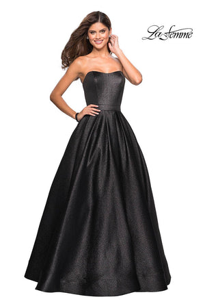 La Femme 27280 prom dress images.  La Femme 27280 is available in these colors: Black, Rose Gold.