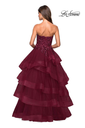 La Femme 27291 prom dress images.  La Femme 27291 is available in these colors: Black, Burgundy.