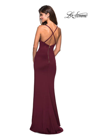 La Femme 27317 prom dress images.  La Femme 27317 is available in these colors: Navy, White, Wine.