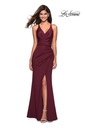 La Femme 27317 prom dress images.  La Femme 27317 is available in these colors: Navy, White, Wine.