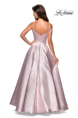 La Femme 27322 prom dress images.  La Femme 27322 is available in these colors: Gold Black, Pink.