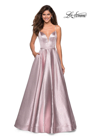 La Femme 27322 prom dress images.  La Femme 27322 is available in these colors: Gold Black, Pink.