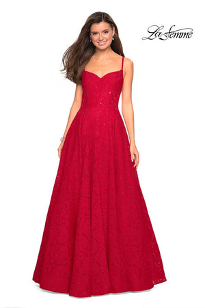 La Femme 27449 prom dress images.  La Femme 27449 is available in these colors: Black, Red.