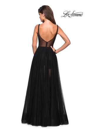 La Femme 27457 prom dress images.  La Femme 27457 is available in these colors: Black.