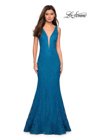 La Femme 27464 prom dress images.  La Femme 27464 is available in these colors: Dark Berry, Dark Turquoise, Electric Blue, Navy.