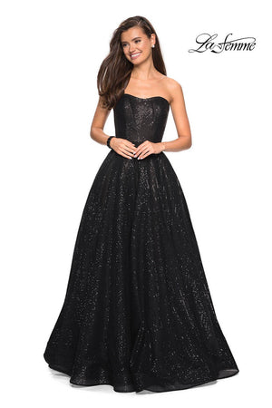 La Femme 27467 prom dress images.  La Femme 27467 is available in these colors: Black.