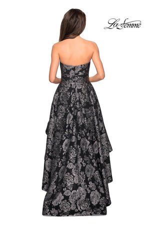 La Femme 27468 prom dress images.  La Femme 27468 is available in these colors: Black Silver.
