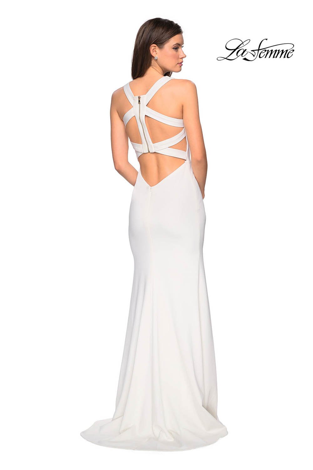 La Femme 27479 prom dress images.  La Femme 27479 is available in these colors: Black, Ivory, Kelly Green, Wine.