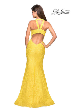 La Femme 27484 prom dress images.  La Femme 27484 is available in these colors: Cloud Blue, Red, Yellow.