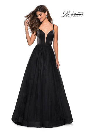 La Femme 27485 prom dress images.  La Femme 27485 is available in these colors: Black, Blush, Burgundy, Navy.