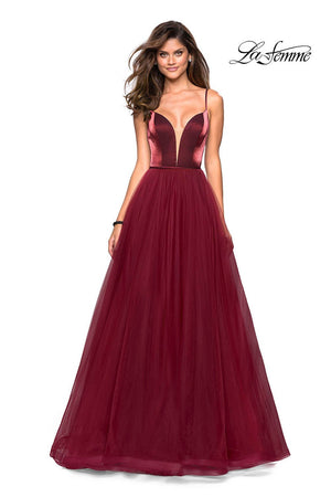 La Femme 27485 prom dress images.  La Femme 27485 is available in these colors: Black, Blush, Burgundy, Navy.