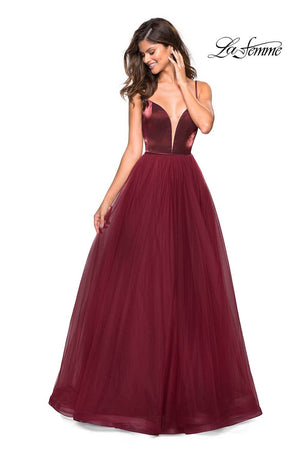 La Femme 27485 prom dress images.  La Femme 27485 is available in these colors: Black, Blush, Burgundy, Navy.