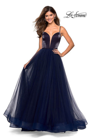 La Femme 27485 prom dress images.  La Femme 27485 is available in these colors: Black, Blush, Burgundy, Navy.