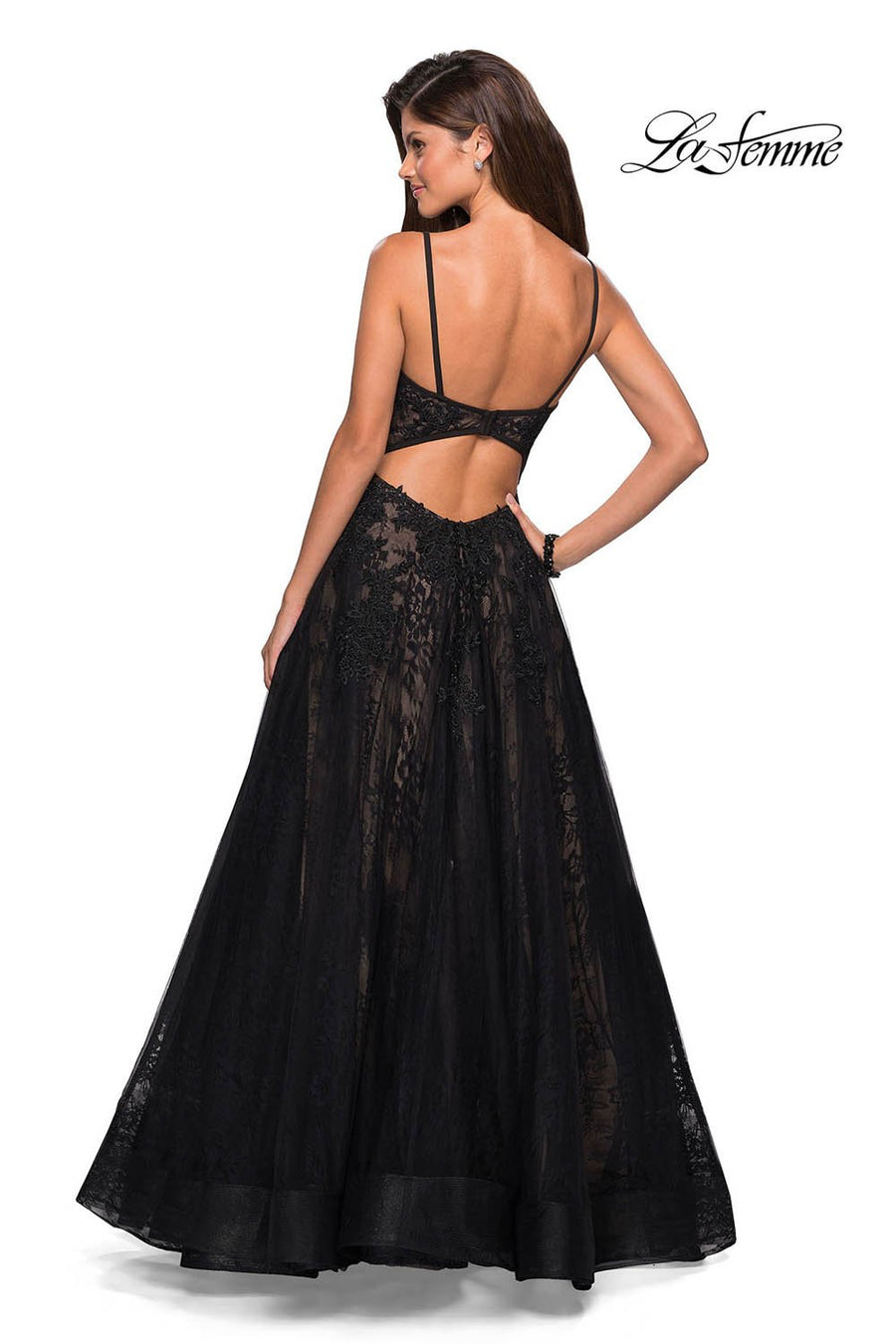 La Femme 27488 prom dress images.  La Femme 27488 is available in these colors: Black.