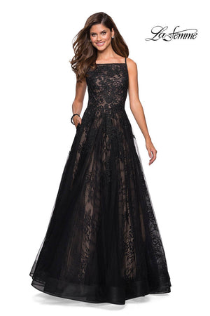 La Femme 27488 prom dress images.  La Femme 27488 is available in these colors: Black.