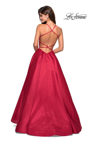 La Femme 27504 prom dress images.  La Femme 27504 is available in these colors: Black, Indigo, Red, White, Yellow.