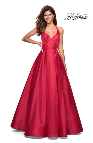 La Femme 27504 prom dress images.  La Femme 27504 is available in these colors: Black, Indigo, Red, White, Yellow.