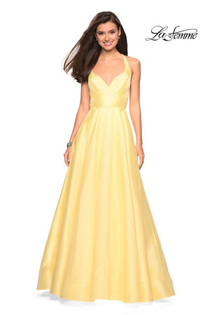 La Femme 27504 prom dress images.  La Femme 27504 is available in these colors: Black, Indigo, Red, White, Yellow.