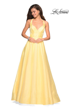 La Femme 27504 prom dress images.  La Femme 27504 is available in these colors: Black, Indigo, Red, White, Yellow.