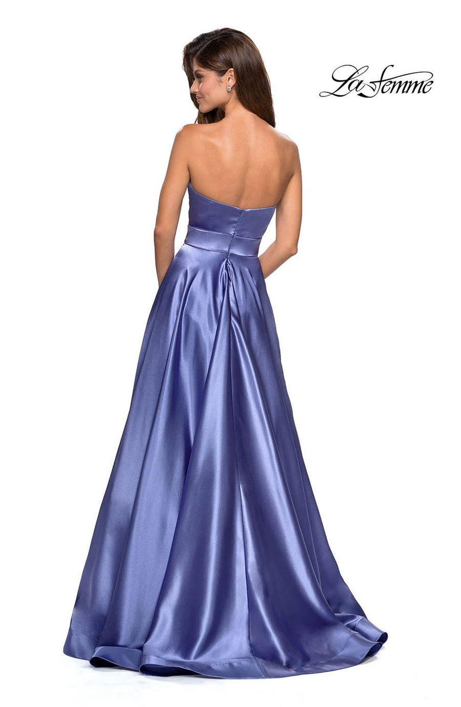 La Femme 27506 prom dress images.  La Femme 27506 is available in these colors: Dark Periwinkle, Rose Gold, Teal.