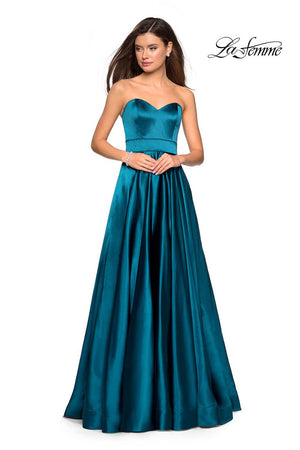 La Femme 27506 prom dress images.  La Femme 27506 is available in these colors: Dark Periwinkle, Rose Gold, Teal.