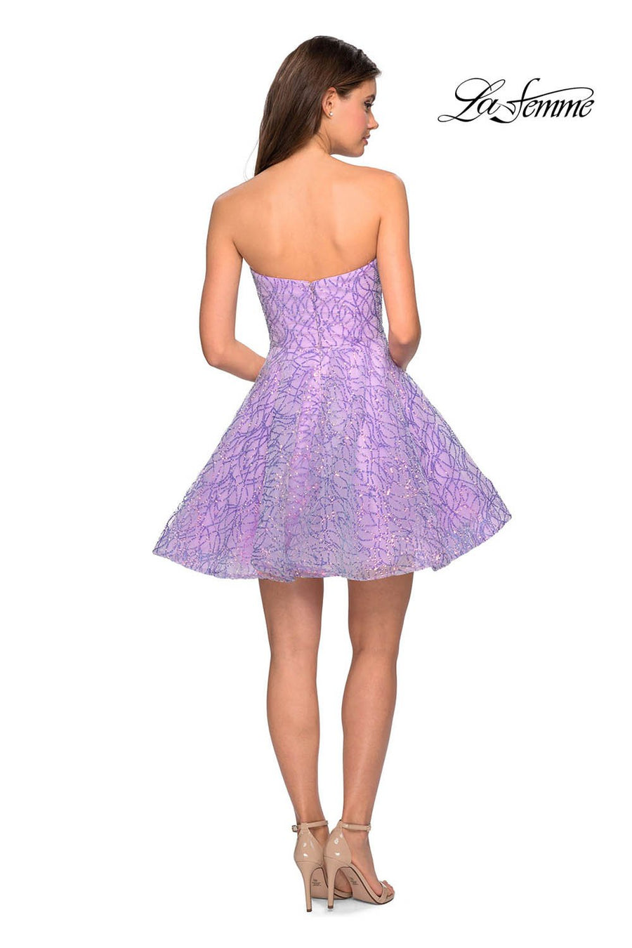 La Femme 27517 prom dress images.  La Femme 27517 is available in these colors: Black, Blush, Lavender.