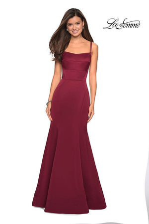 La Femme 27524 prom dress images.  La Femme 27524 is available in these colors: Burgundy, Evergreen, Mauve, Navy.