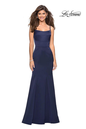 La Femme 27524 prom dress images.  La Femme 27524 is available in these colors: Burgundy, Evergreen, Mauve, Navy.