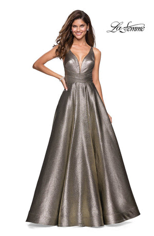 La Femme 27532 prom dress images.  La Femme 27532 is available in these colors: Gold Black.