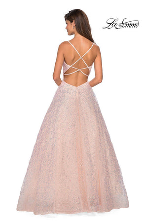 La Femme 27541 prom dress images.  La Femme 27541 is available in these colors: Blush, Lavender.