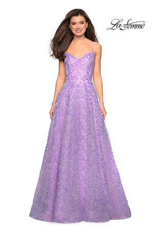 La Femme 27541 prom dress images.  La Femme 27541 is available in these colors: Blush, Lavender.