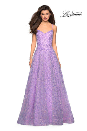 La Femme 27541 prom dress images.  La Femme 27541 is available in these colors: Blush, Lavender.