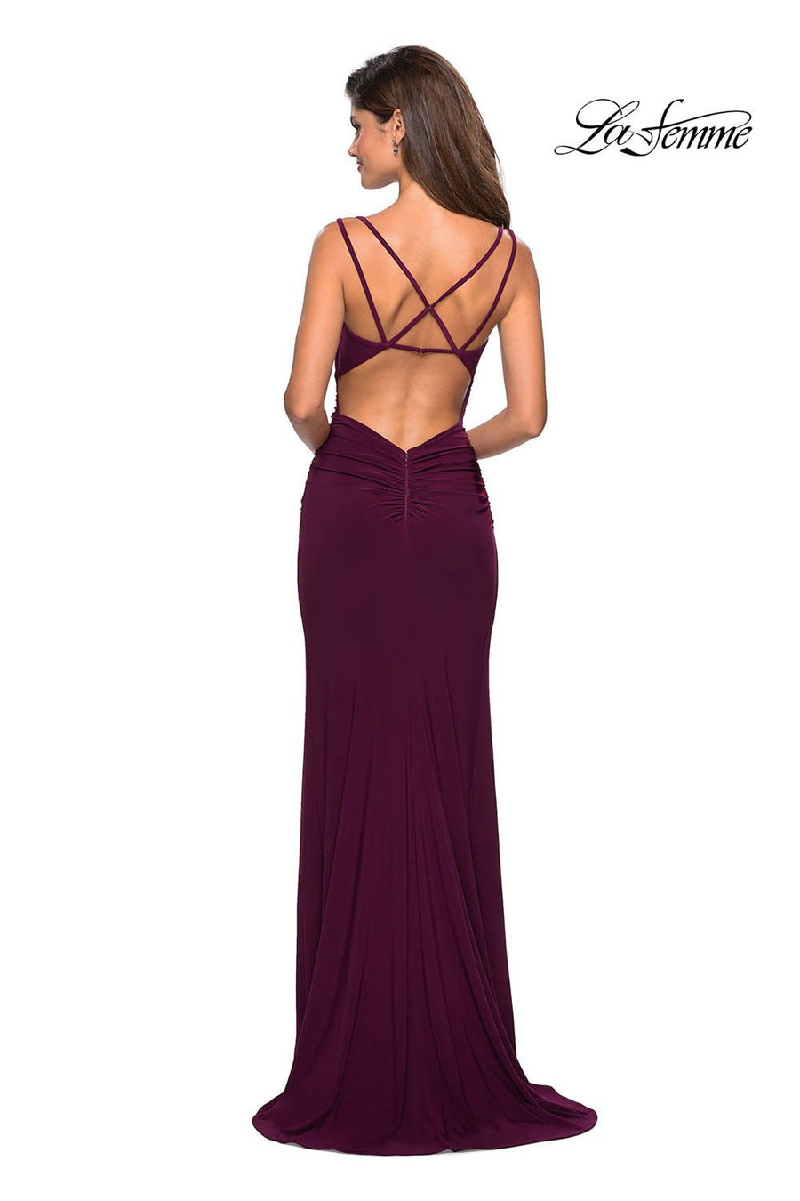 La Femme 27564 prom dress images.  La Femme 27564 is available in these colors: Black, Dark Berry, Red, Royal Blue.