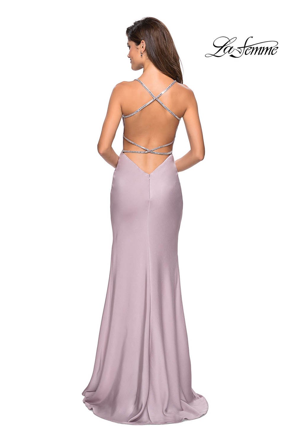 La Femme 27581 prom dress images.  La Femme 27581 is available in these colors: Deep Red, Light Mauve, Pale Yellow, Sapphire Blue.
