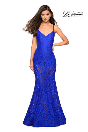 La Femme 27584 prom dress images.  La Femme 27584 is available in these colors: Black, Electric Blue, Hot Pink, Ivory, Wine.