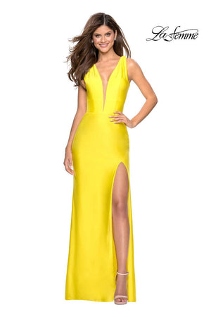 La Femme 27602 prom dress images.  La Femme 27602 is available in these colors: Black, Hot Fuchsia, Royal Blue, Yellow.