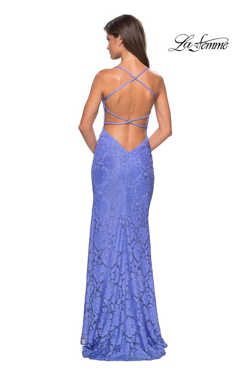 La Femme 27614 prom dress images.  La Femme 27614 is available in these colors: Dark Turquoise, Periwinkle, Red.