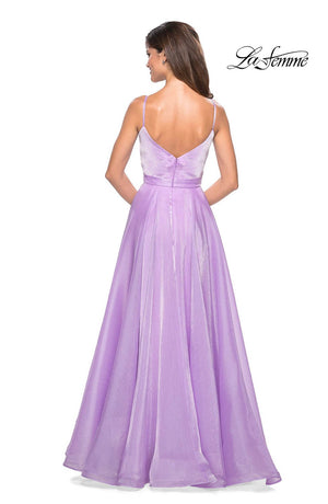 La Femme 27616 prom dress images.  La Femme 27616 is available in these colors: Lavender, Light Blue, Mauve, Silver.