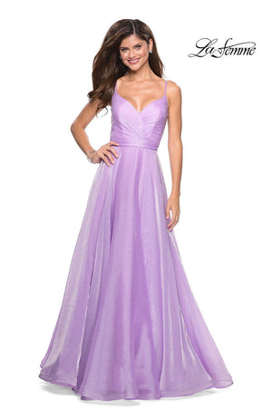 La Femme 27616 prom dress images.  La Femme 27616 is available in these colors: Lavender, Light Blue, Mauve, Silver.