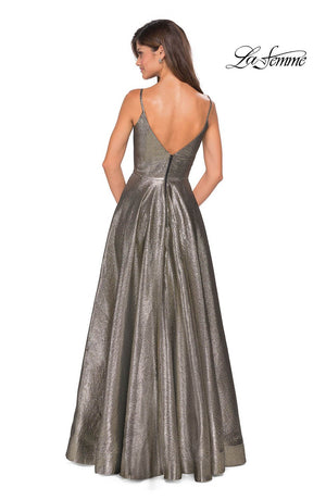 La Femme 27619 prom dress images.  La Femme 27619 is available in these colors: Black, Champagne, Gold Black.