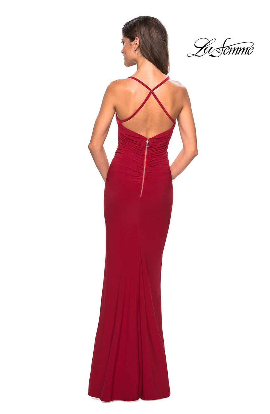 La Femme 27622 prom dress images.  La Femme 27622 is available in these colors: Black, Forest Green, Gunmetal, Red, Royal Blue.