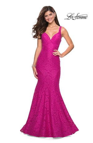 La Femme 27623 prom dress images.  La Femme 27623 is available in these colors: Cloud Blue, Hot Pink, White, Yellow.