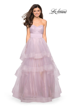 La Femme 27624 prom dress images.  La Femme 27624 is available in these colors: Mauve, Red, Royal Blue, White.