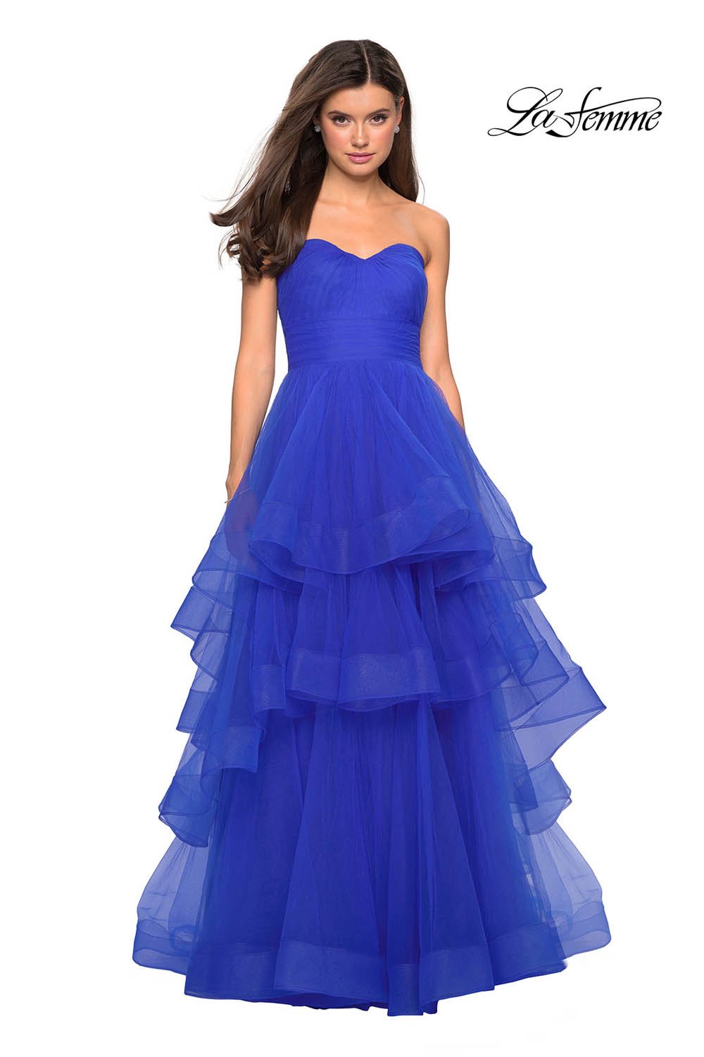 La Femme 27624 prom dress images.  La Femme 27624 is available in these colors: Mauve, Red, Royal Blue, White.